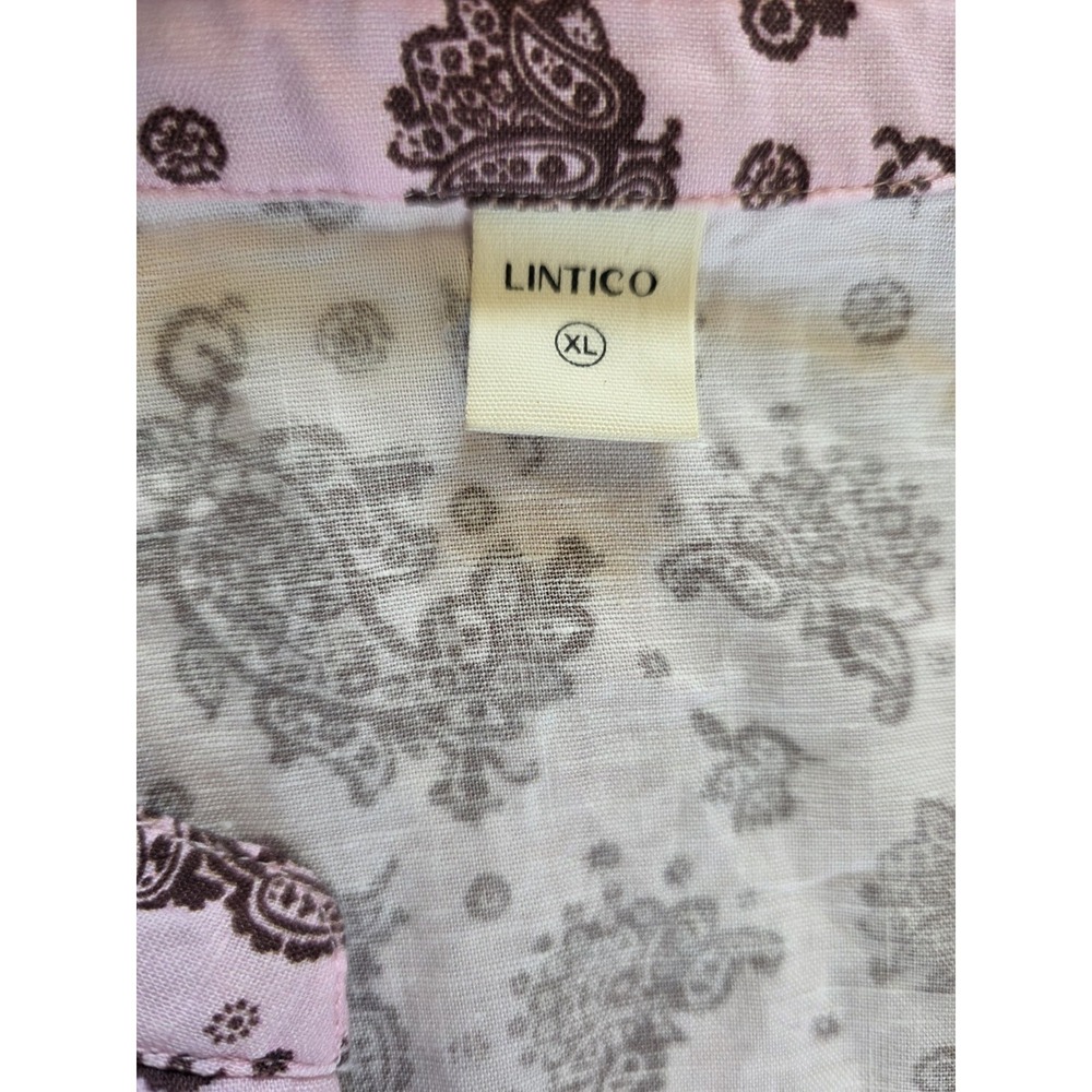 Lintico Dress Size XL Linen Paisley Pintucked Ruffle- CuffMaxi Dress MAELYN Pink - Picture 4 of 6